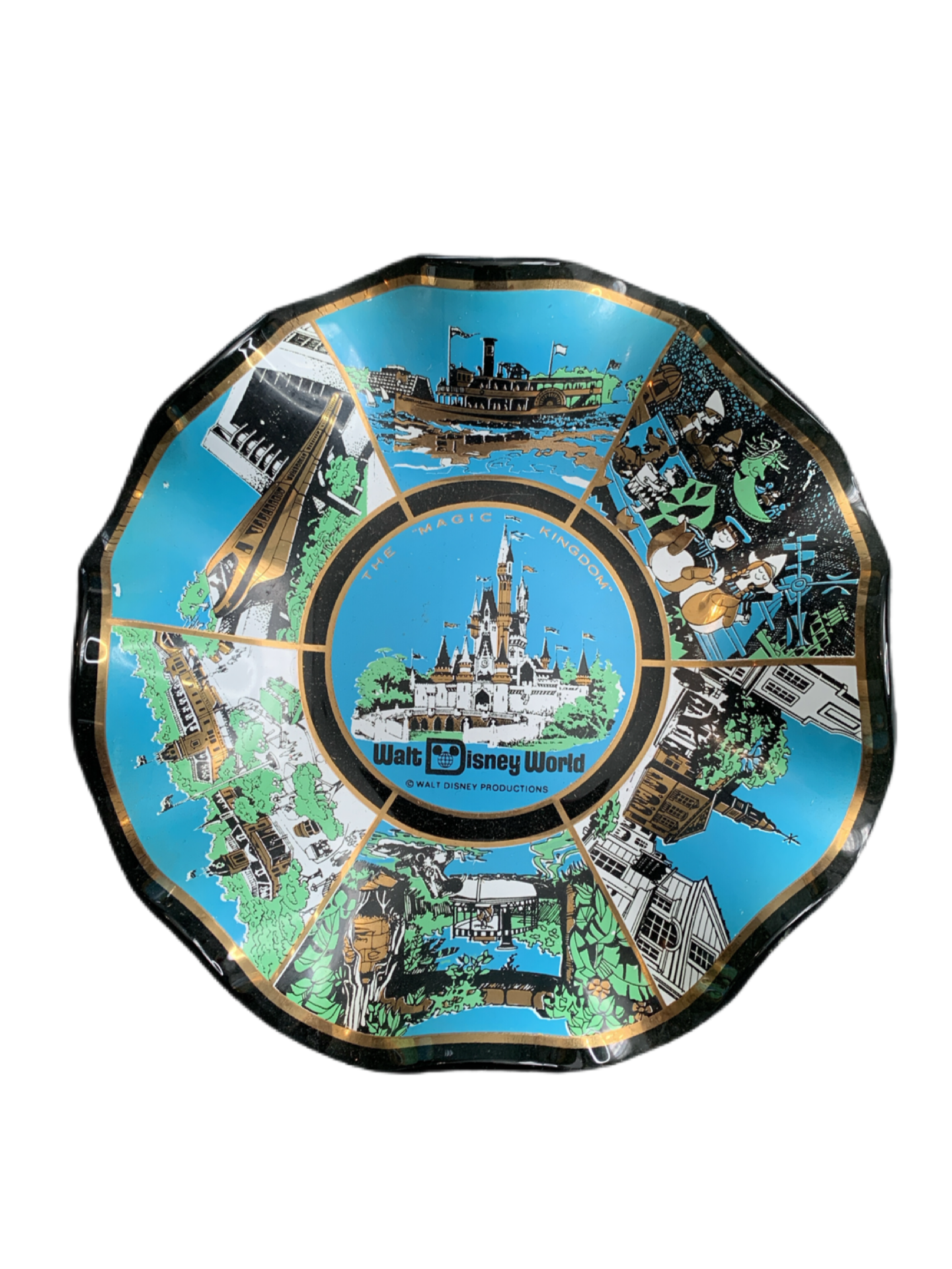 Disney World The Magic Kingdom Vintage Glass Ashtray 7" Candy Dish