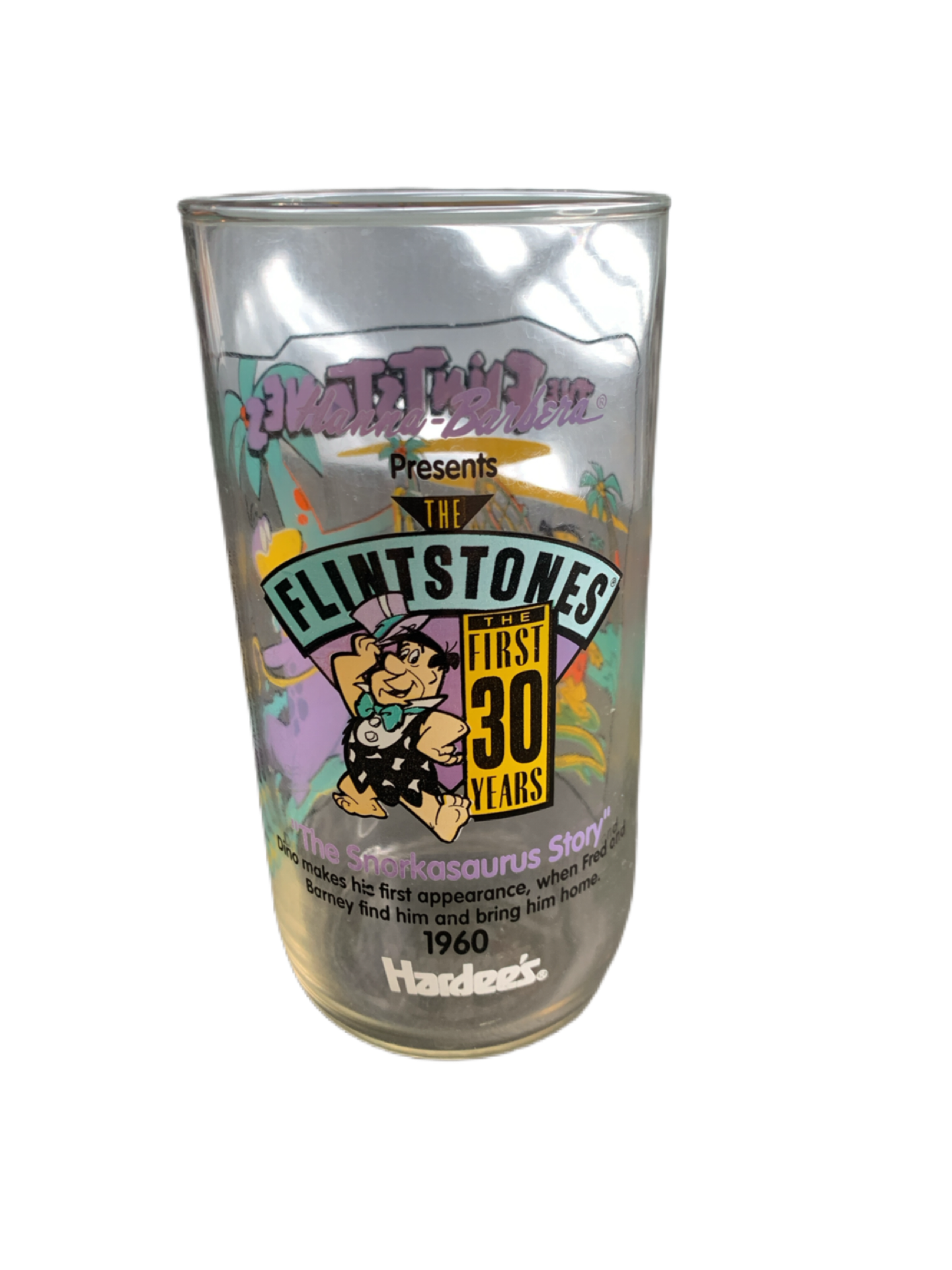 Hardees Flintstones The First 30 Years The Snorkasaurus Story 1960 Glass Tumbler