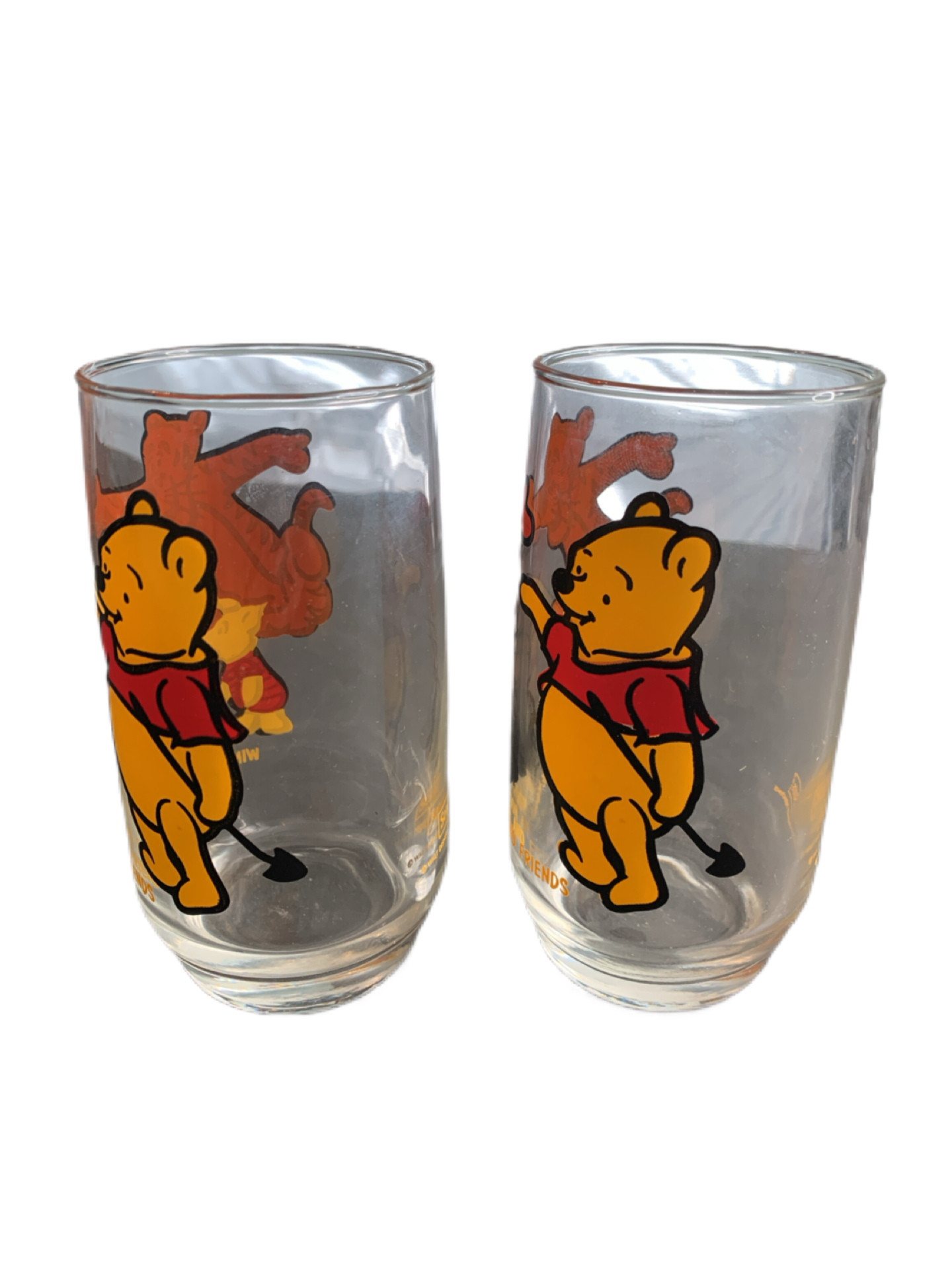 Disney Vintage 1970's Pair of Winnie the Pooh and Friends Drinking Glasses