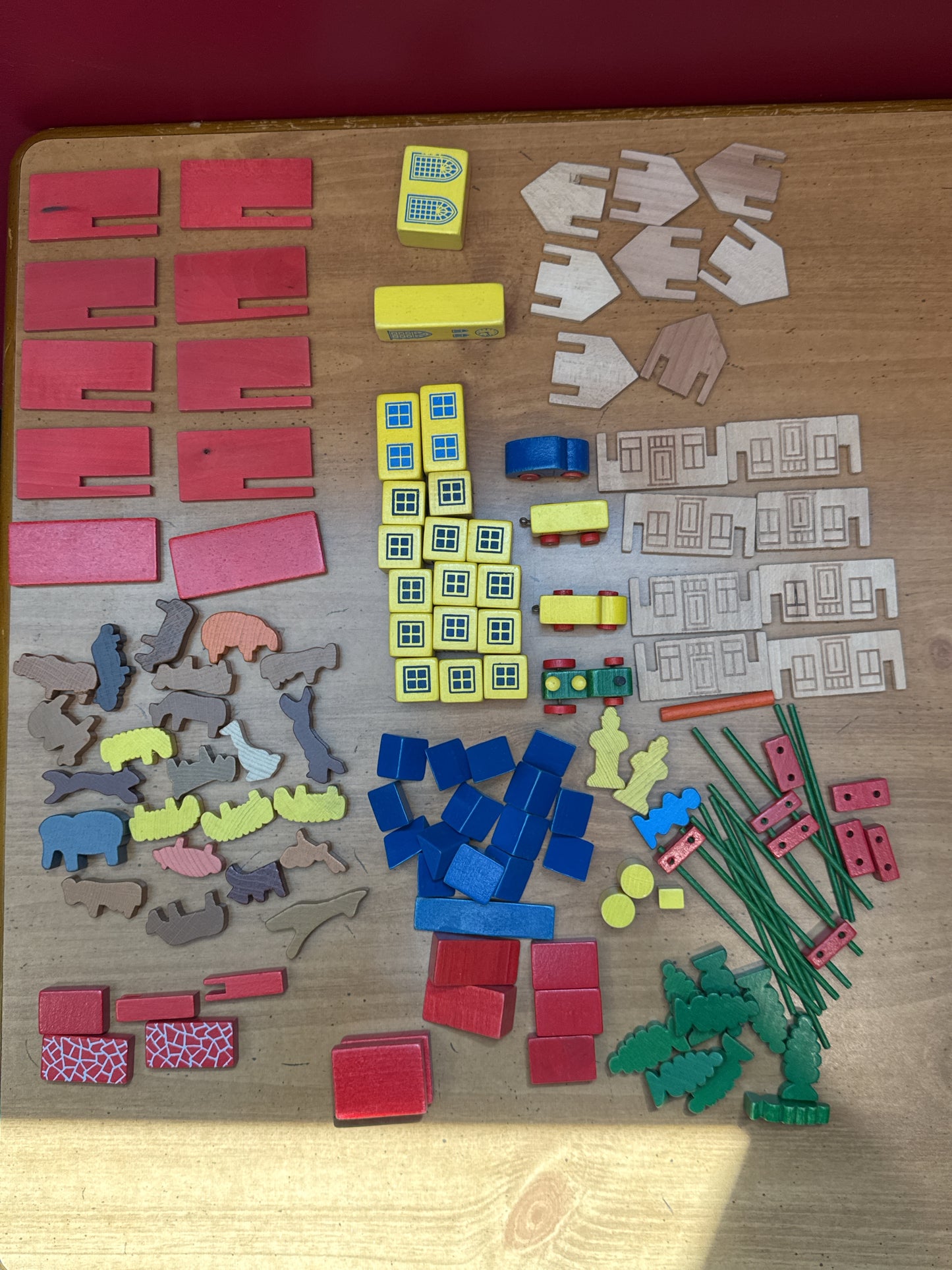 Lorenz Spiel Welt Lot of Wooden Wood Animals Trees Cars Buildings Vintage