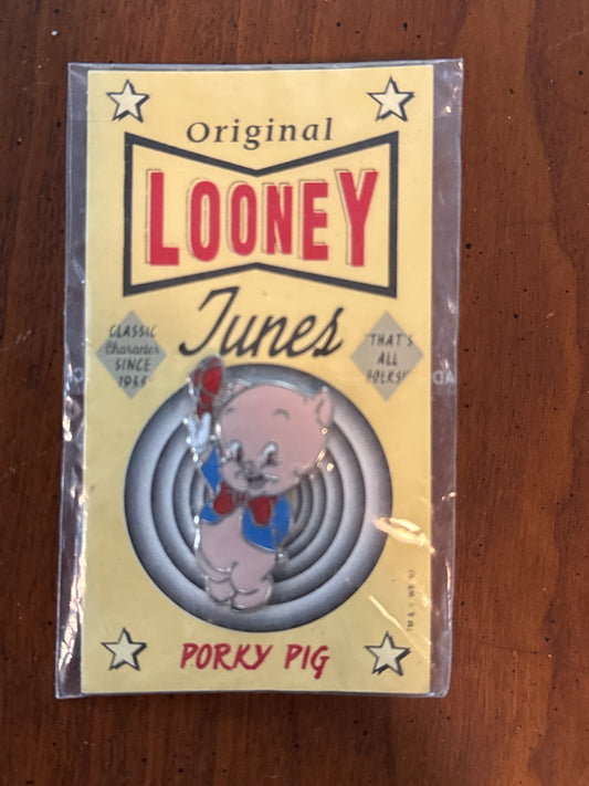 Vintage Porky Pig 1993 Warner Bros Enamel Pin New Original Package Looney Tunes 1.5" Tall