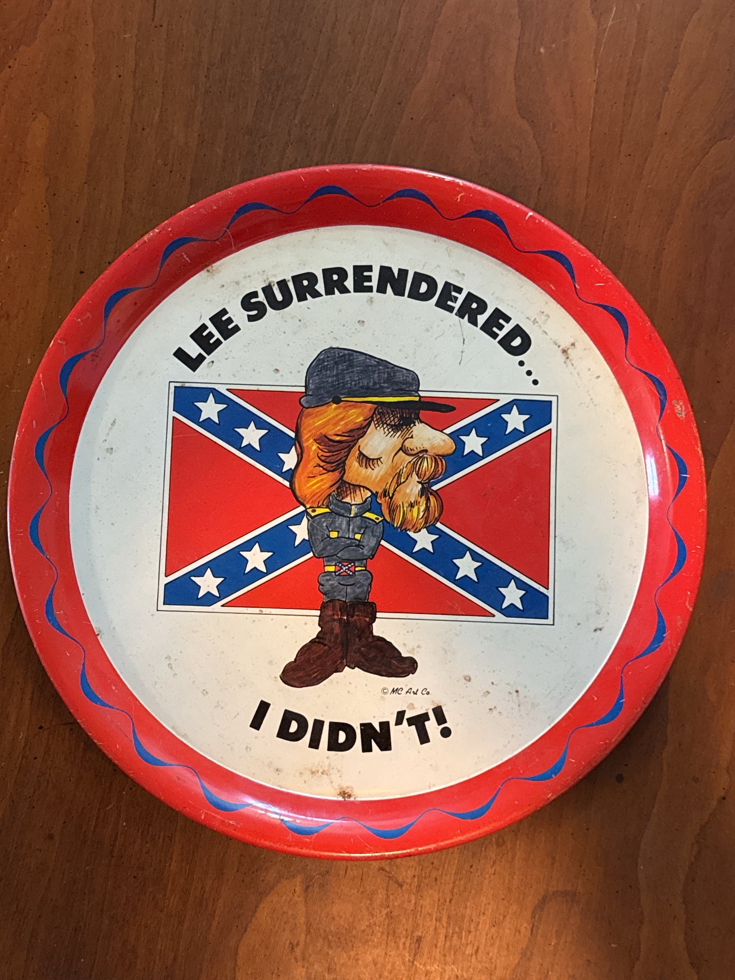 Set of 5 Robert E. Lee Comical Serving Tin Platters 11.5" Wide