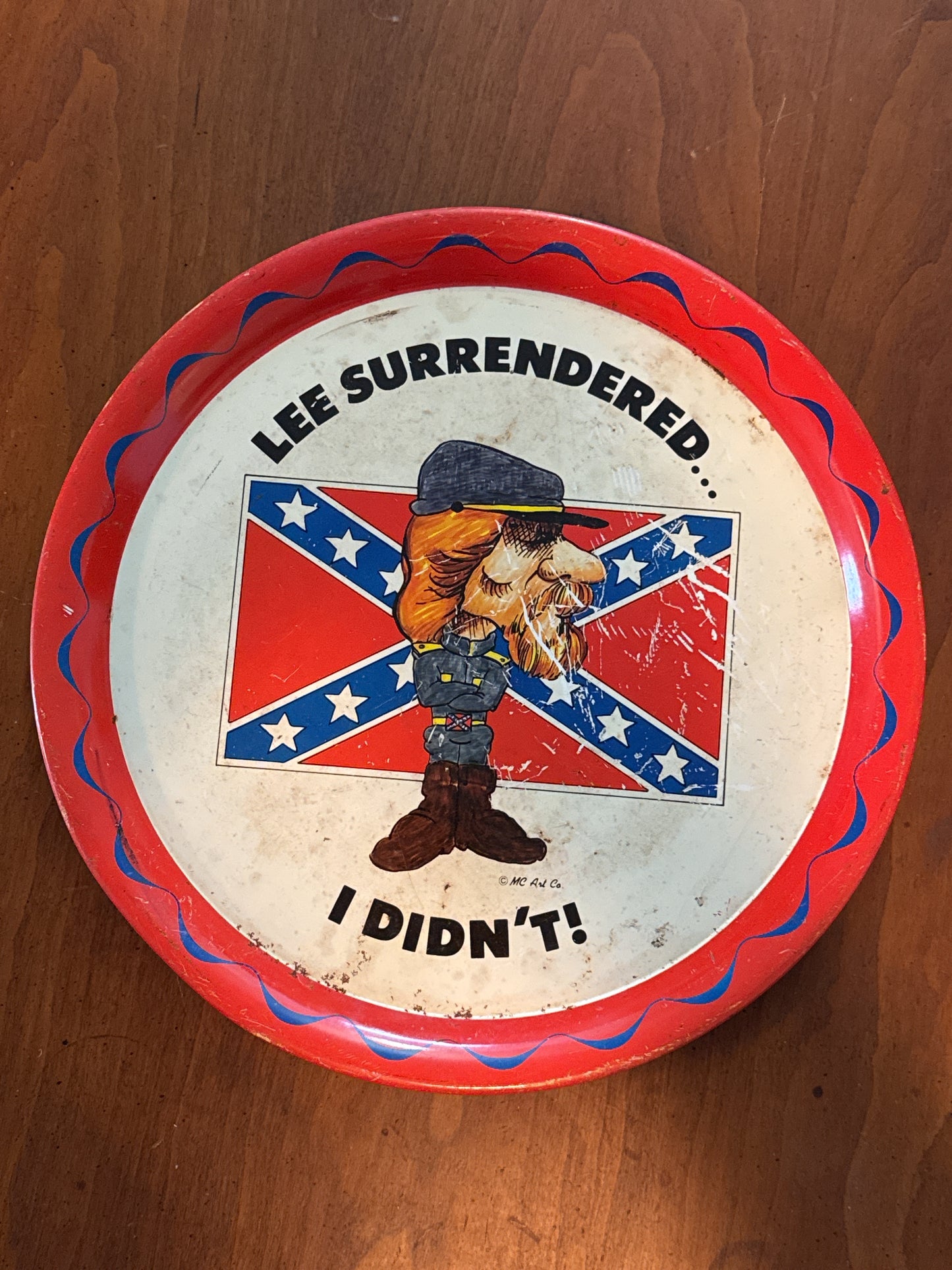 Set of 5 Robert E. Lee Comical Serving Tin Platters 11.5" Wide
