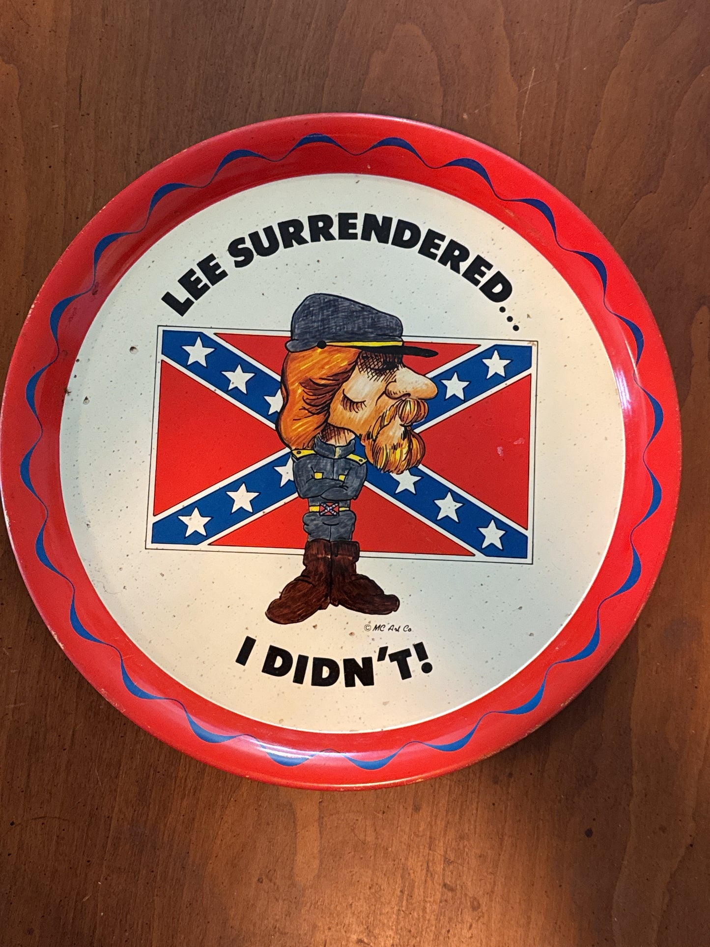 Set of 5 Robert E. Lee Comical Serving Tin Platters 11.5" Wide
