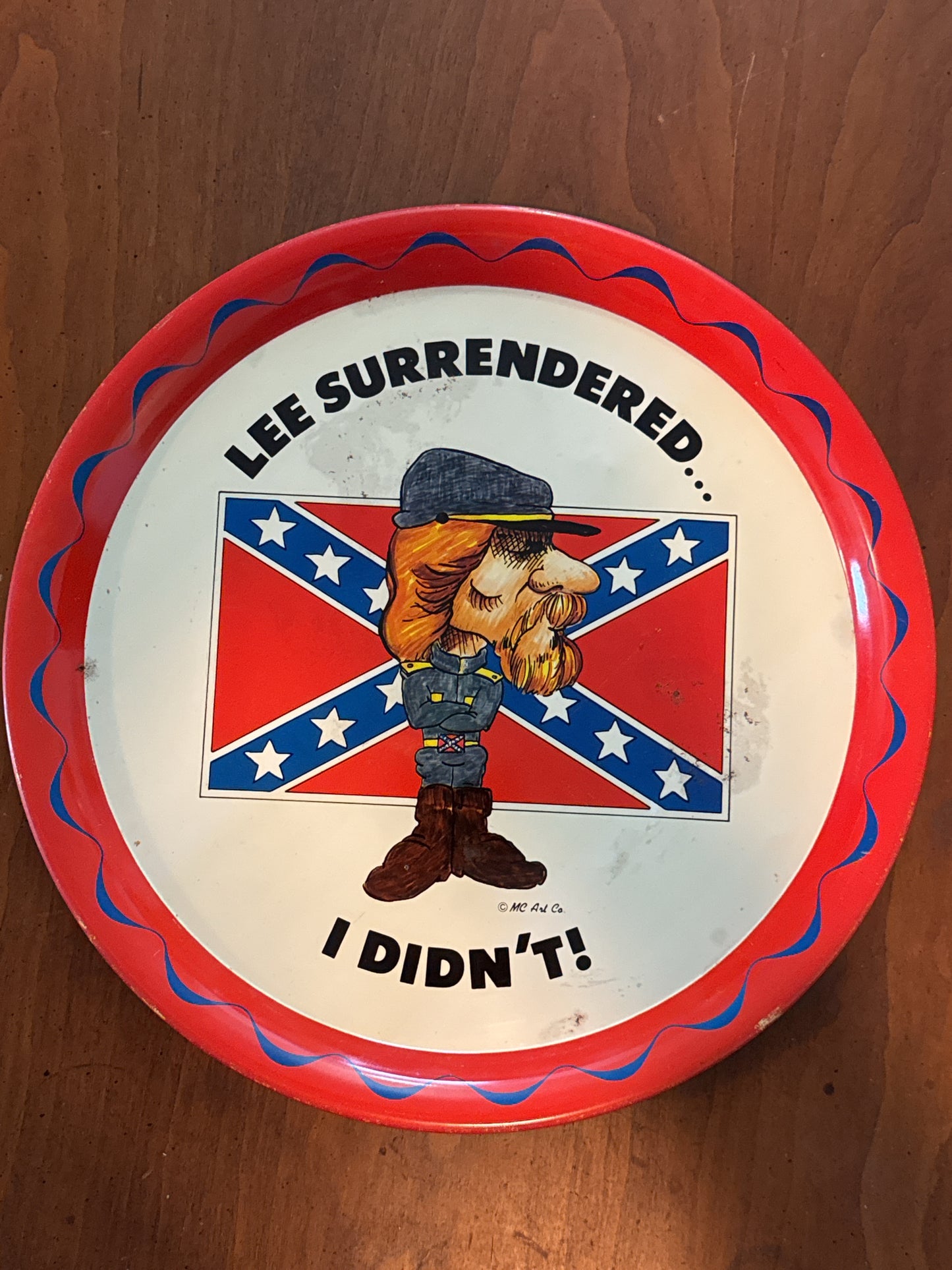 Set of 5 Robert E. Lee Comical Serving Tin Platters 11.5" Wide