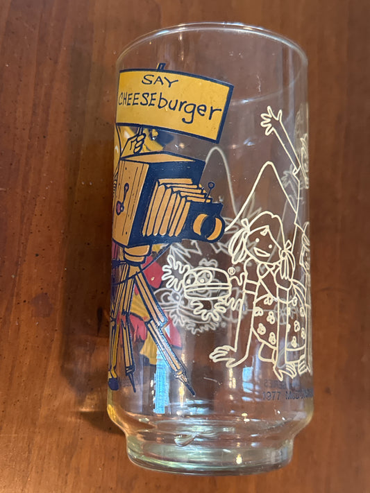 McDonalds 1977 McDonaldland Action Series Drinking Glass Mayor McCheese 5.5" Tall