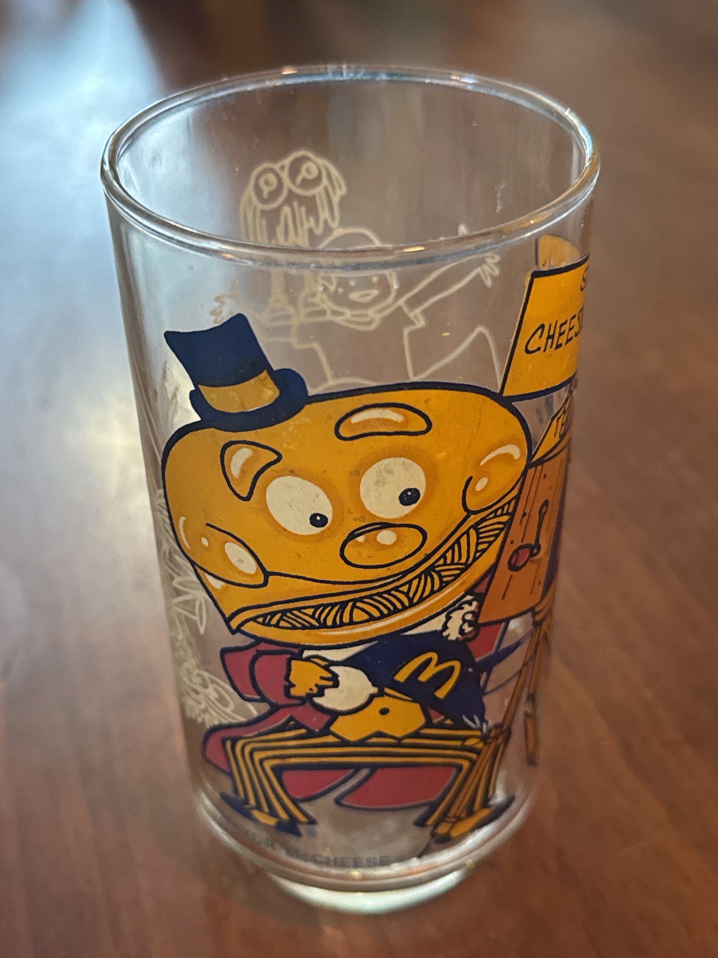 McDonalds 1977 McDonaldland Action Series Drinking Glass Mayor McCheese 5.5" Tall