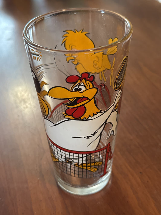 1976 Pepsi Warner Bros Looney Tunes Foghorn Leghorn/Henry Hawk Drinking Glass 6.5" Tall