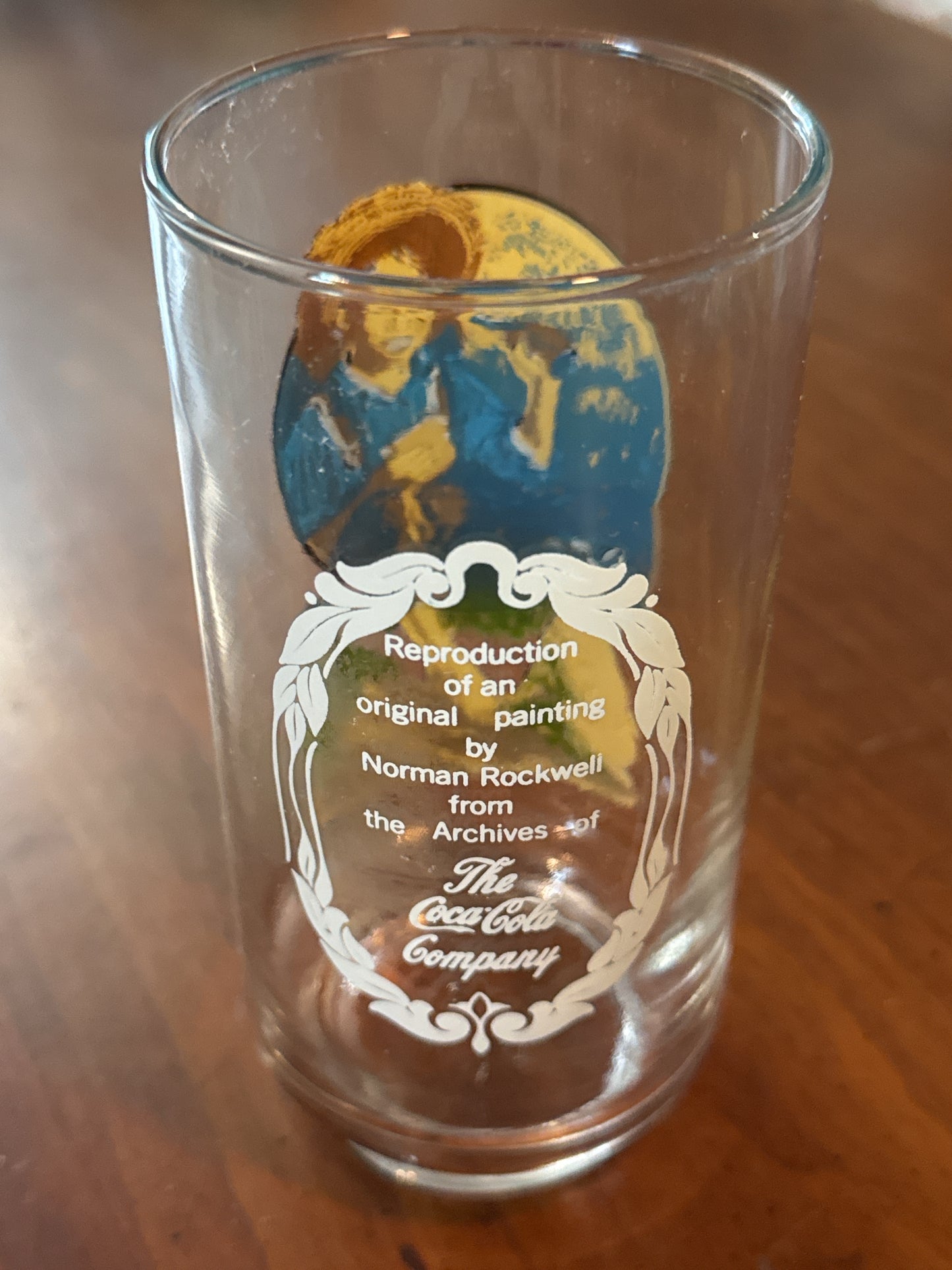 Vintage Coca-Cola Archives Norman Rockwell Boy w/ Dog & Fishing Pole Drinking Glass 5 5/8"