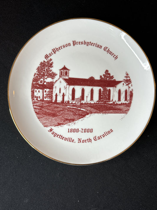 MacPherson Presbyterian Church Fayetteville, NC 8" Souvenir Plate w/ History on Back