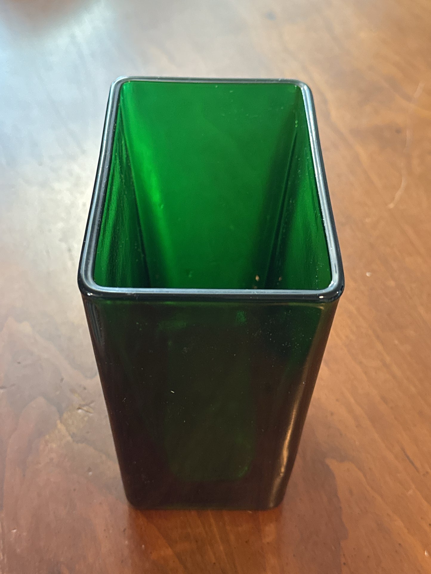Napco 1166 Planter Emerald Green Glass Rectangular Vase Made in USA 6.25" x 5.5" x 3.5"