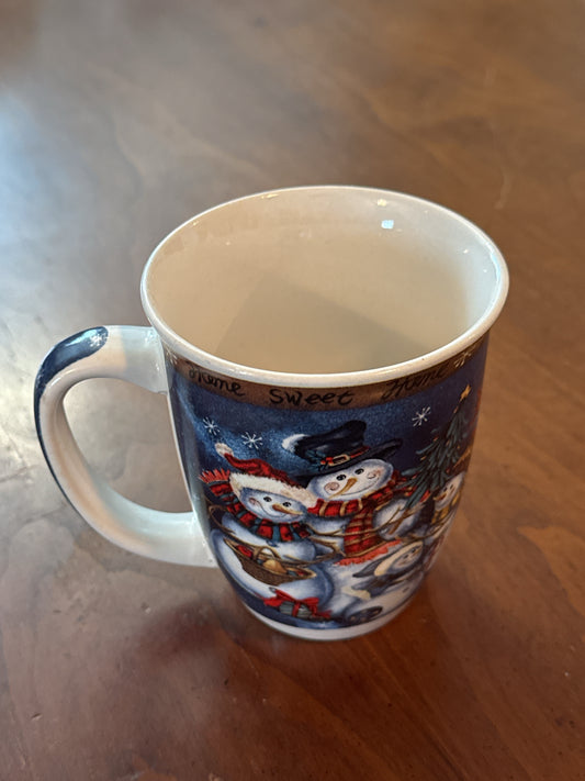 Winter Snowman Christmas Coffee Cup Mug 4.25" Tall Home Sweet Home