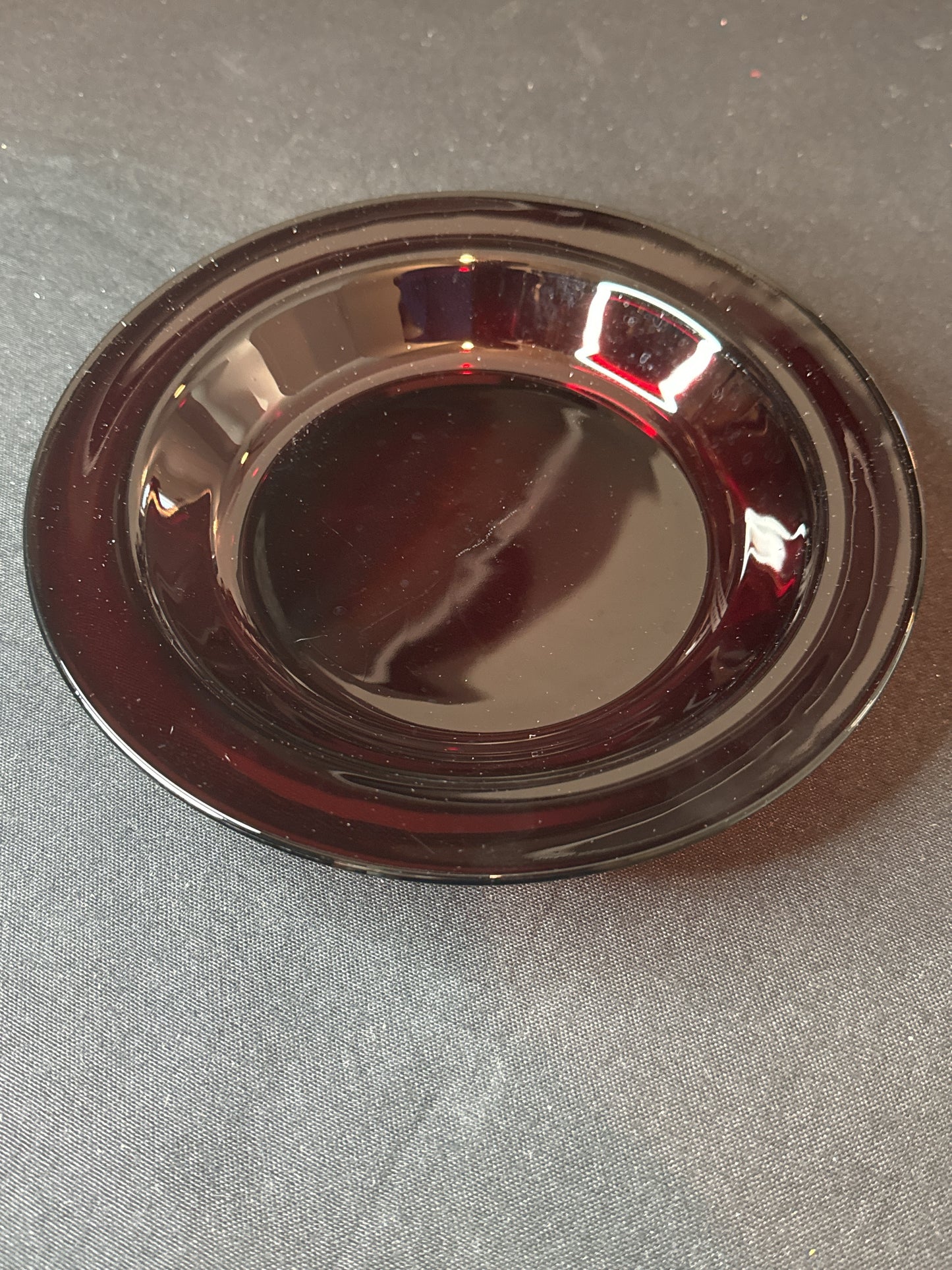 Set of 8 Vintage Ruby Red Anchor Hocking Glass Shallow Bowls 8.5" Wide