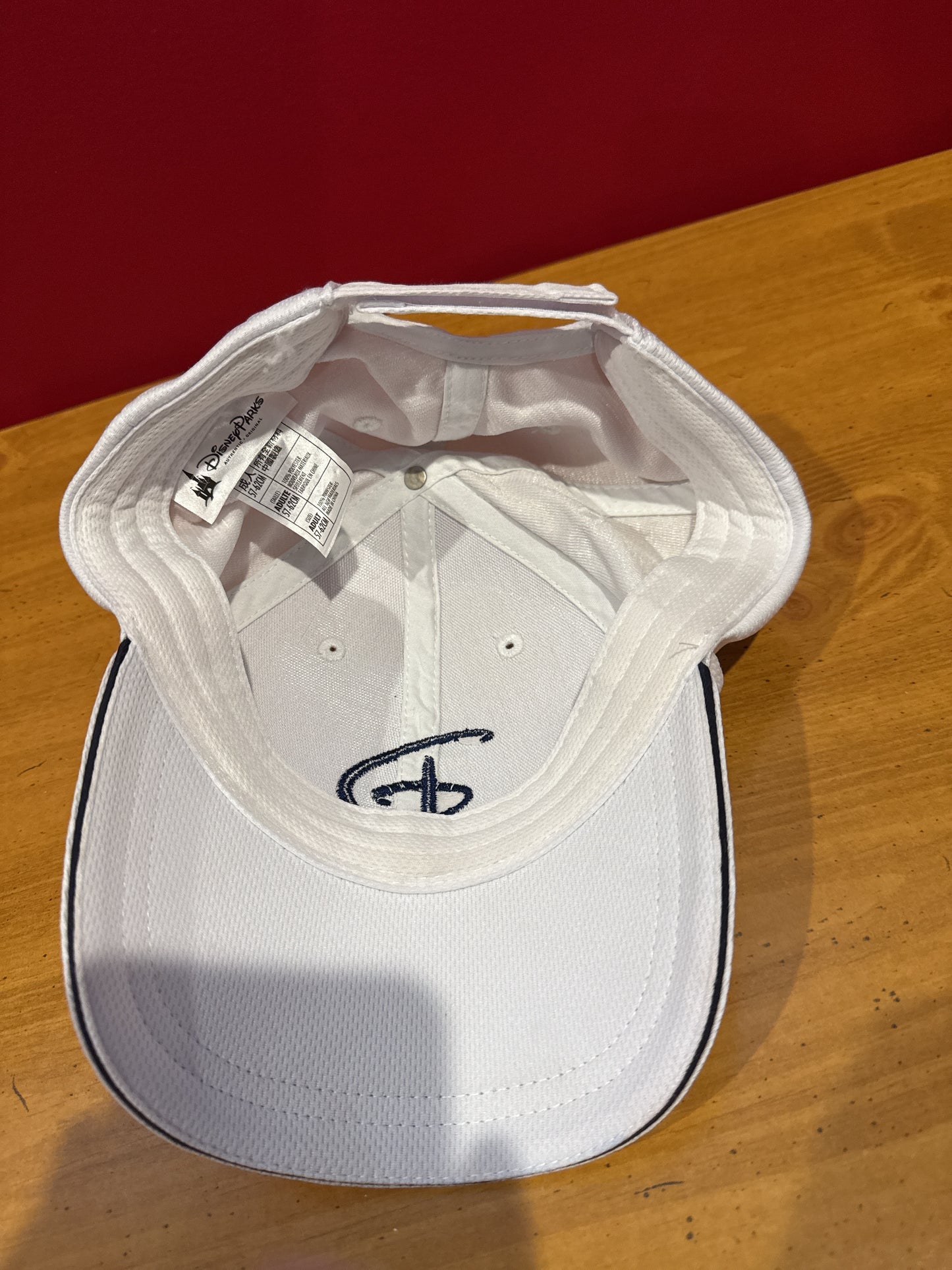 Disney Parks Baseball Hat Adult Strapback Velcro White Blue Embroidered D Logo
