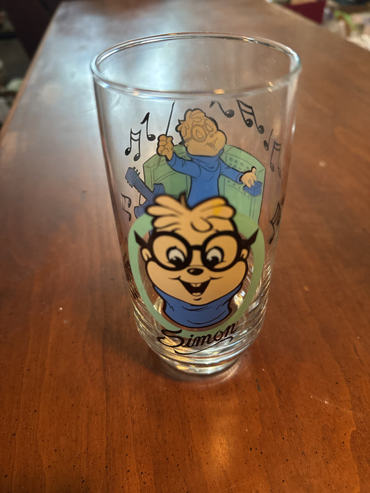 Vintage Simon Chipmunks Drinking Glass 16oz Never Used 1965 Excellent Color 6" Tall