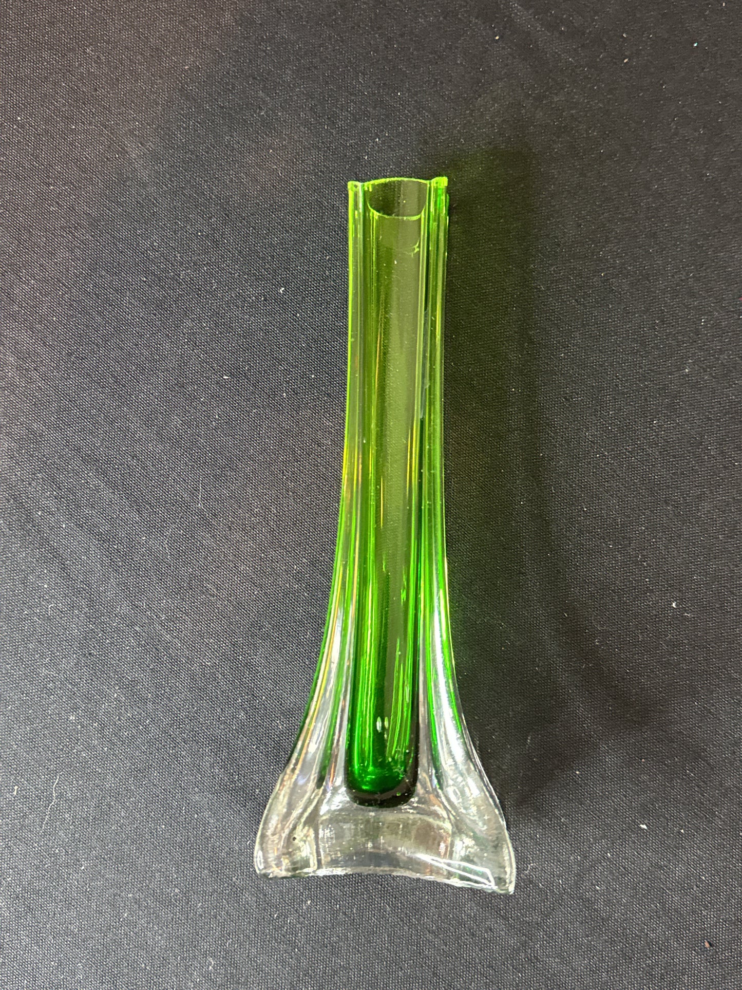 Green Glass Vase 7 7/8" Tall Bud Vase Sturdy