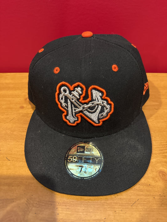 Men's Norfolk Tides New Era Black Authentic Collection Road 59 Fifty Fitted Baseball Hat Cap 7 3/8
