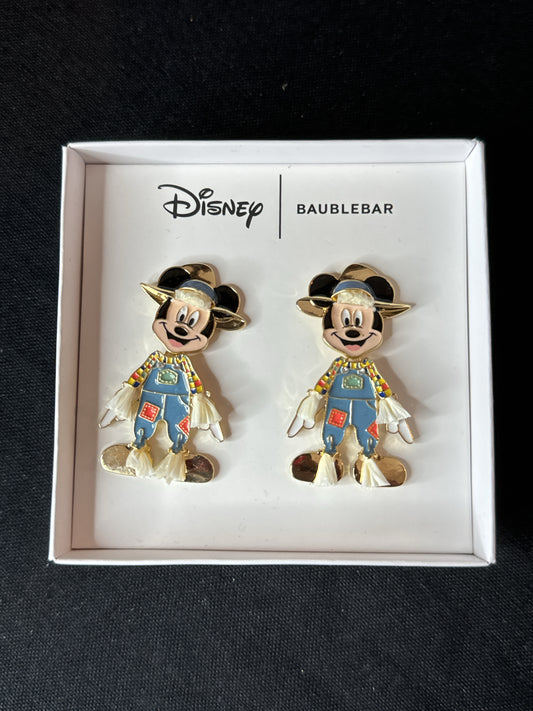 Disney Baublebar Scarecrow Mickey Mouse Earrings New in Box