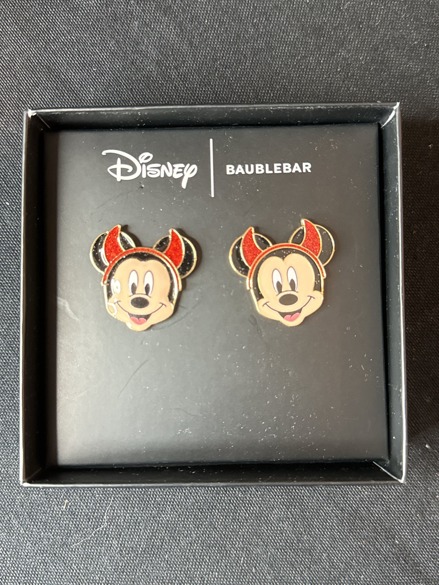 Disney Baublebar Mickey Mouse Devil Horns Earrings New in Box