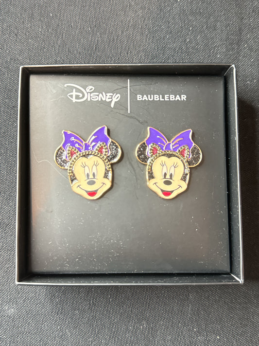 Disney Baublebar Minnie Mouse Purple Bow Earrings New in Box