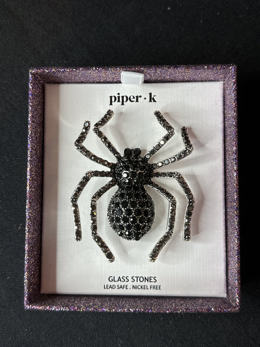 Piper K Spider Encrusted Brooch Glass Stones Creep it Real New in Box