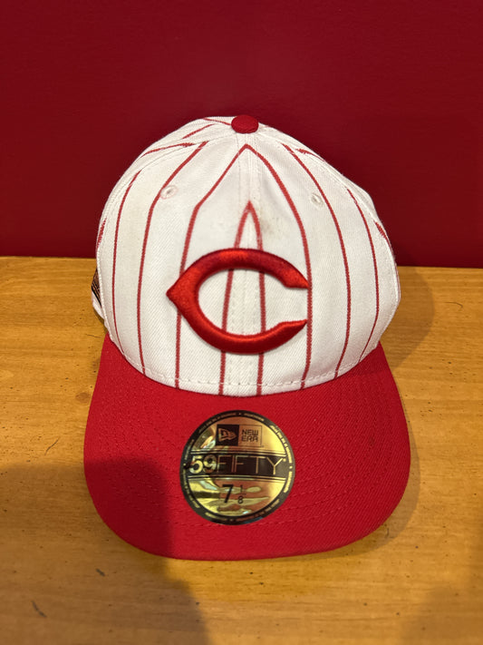 Cincinnati Reds New Era Cream Big League Chew Team 59Fifty Fitted Hat 7 1/8 Adult Cap
