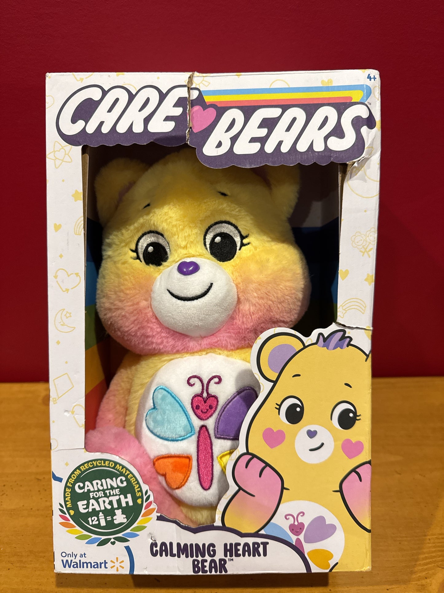 Care Bears Calming Heart Bear Plush Toy Butterfly Belly Yellow & Pink Birthday New in Box