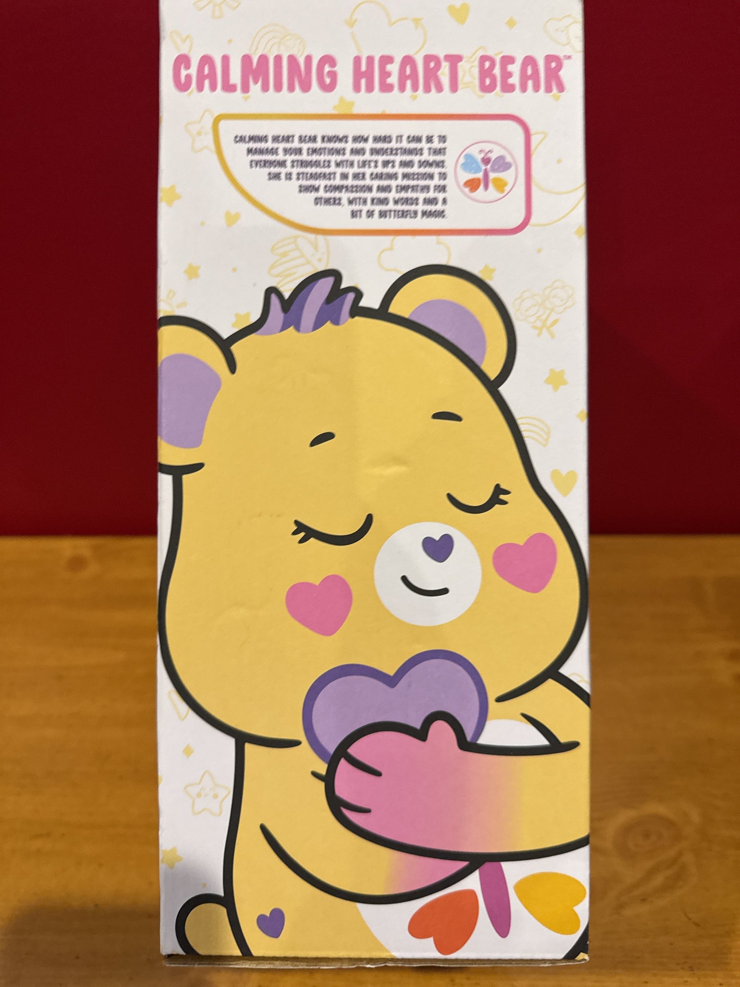 Care Bears Calming Heart Bear Plush Toy Butterfly Belly Yellow & Pink Birthday New in Box