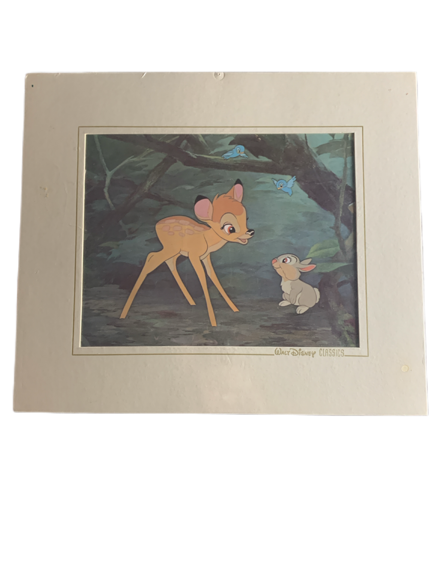 Vintage Walt Disney Classics Bambi Lithograph Cel Art Print Disneyland 1960s.