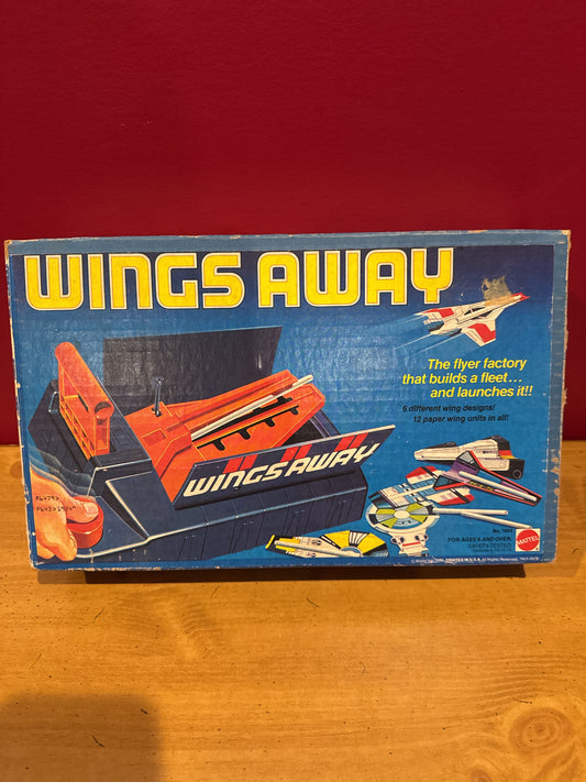 Mattel Wings Away Flyer Plane Launcher 1980 Vintage Paper Airplane Toy Rare USA