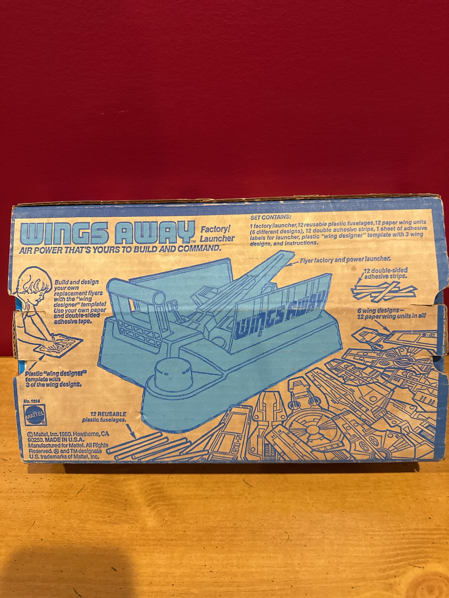 Mattel Wings Away Flyer Plane Launcher 1980 Vintage Paper Airplane Toy Rare USA