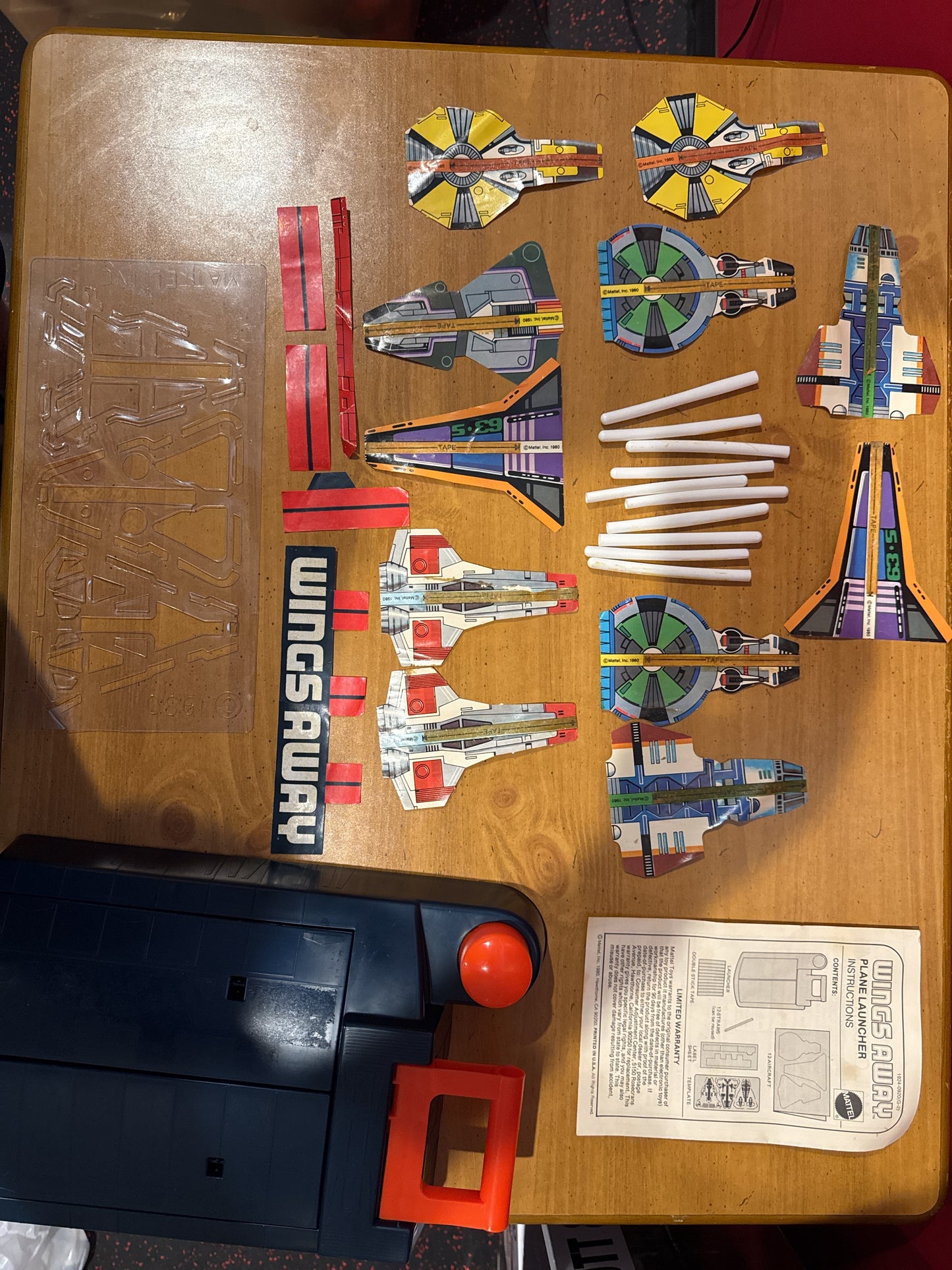 Mattel Wings Away Flyer Plane Launcher 1980 Vintage Paper Airplane Toy Rare USA