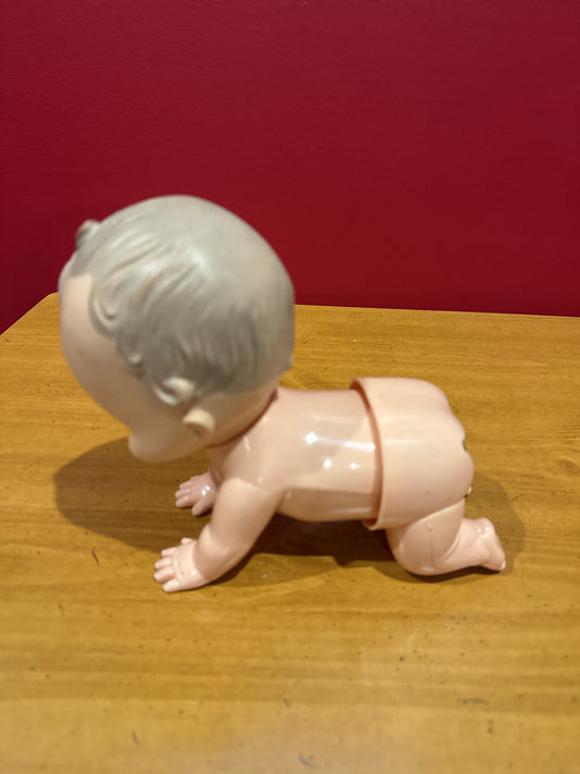 Vintage Playmates Baby Crawl Away Crawling Doll Toy Hong Kong Collectible Works Crawls