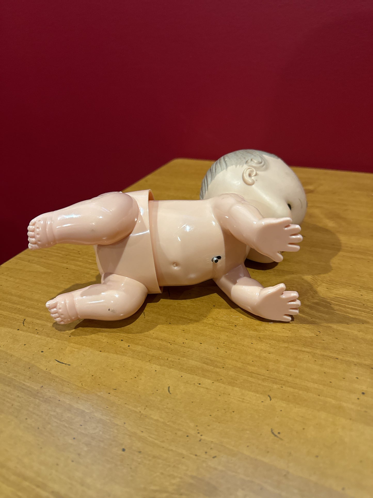 Vintage Playmates Baby Crawl Away Crawling Doll Toy Hong Kong Collectible Works Crawls