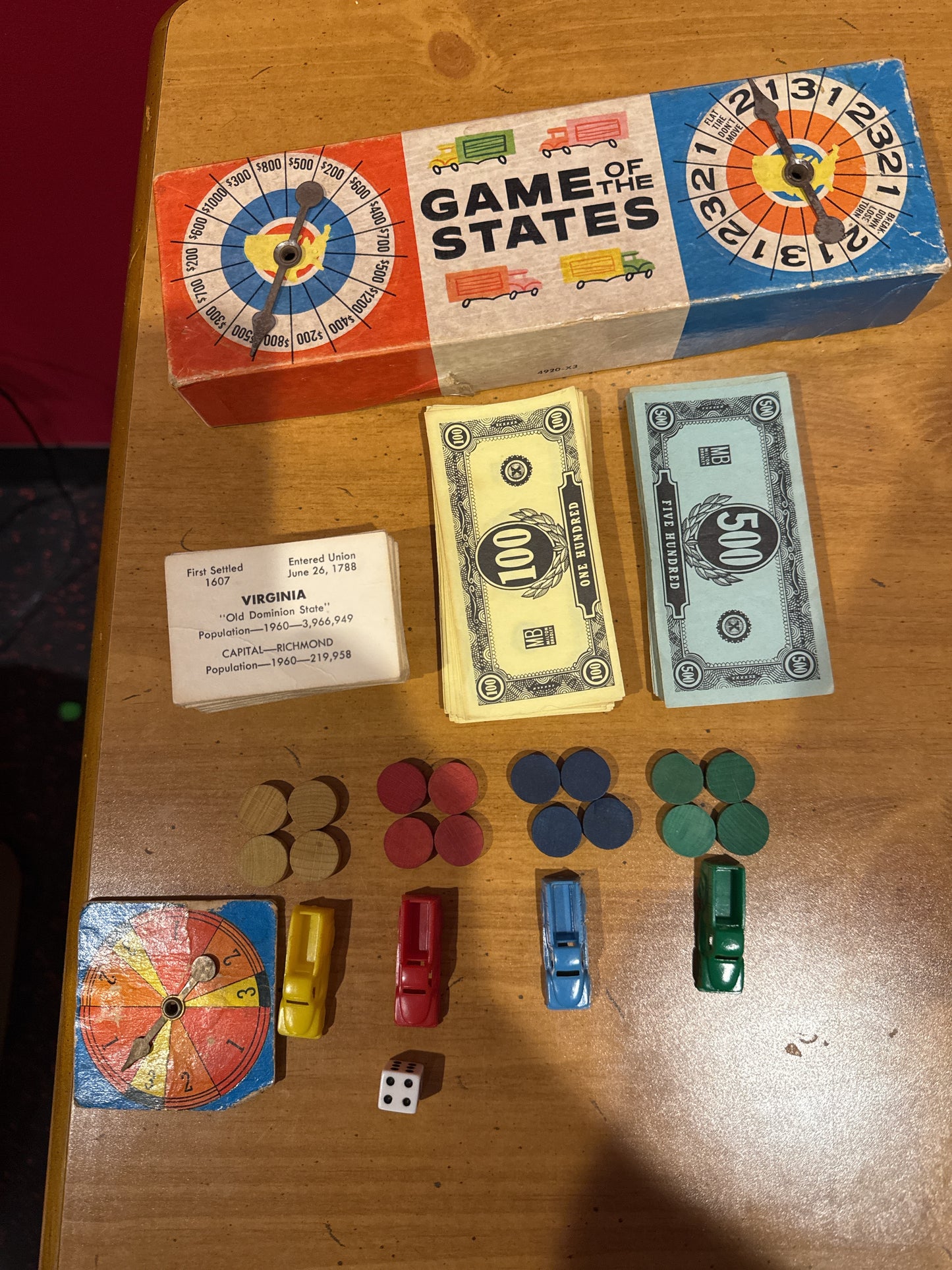 Milton Bradley 1960 Game of the States Board Game Vintage 48 States No Board