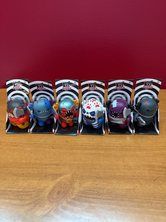 Axe-Alotls Series 1 Full Set of 6 Axolotls Holding Axes 2" Figures New in Boxes