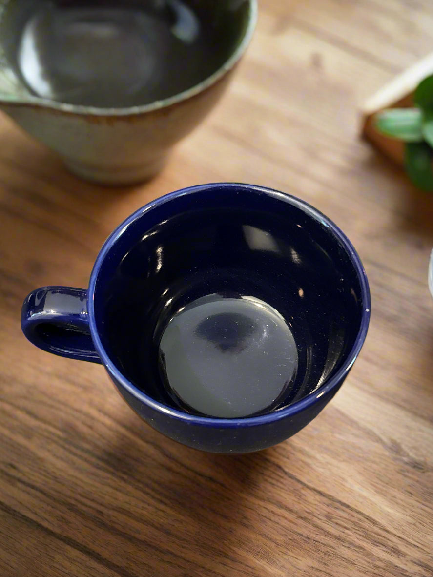 Lynns Stoneware Navy Blue Coffee Mug Cup 16oz Large