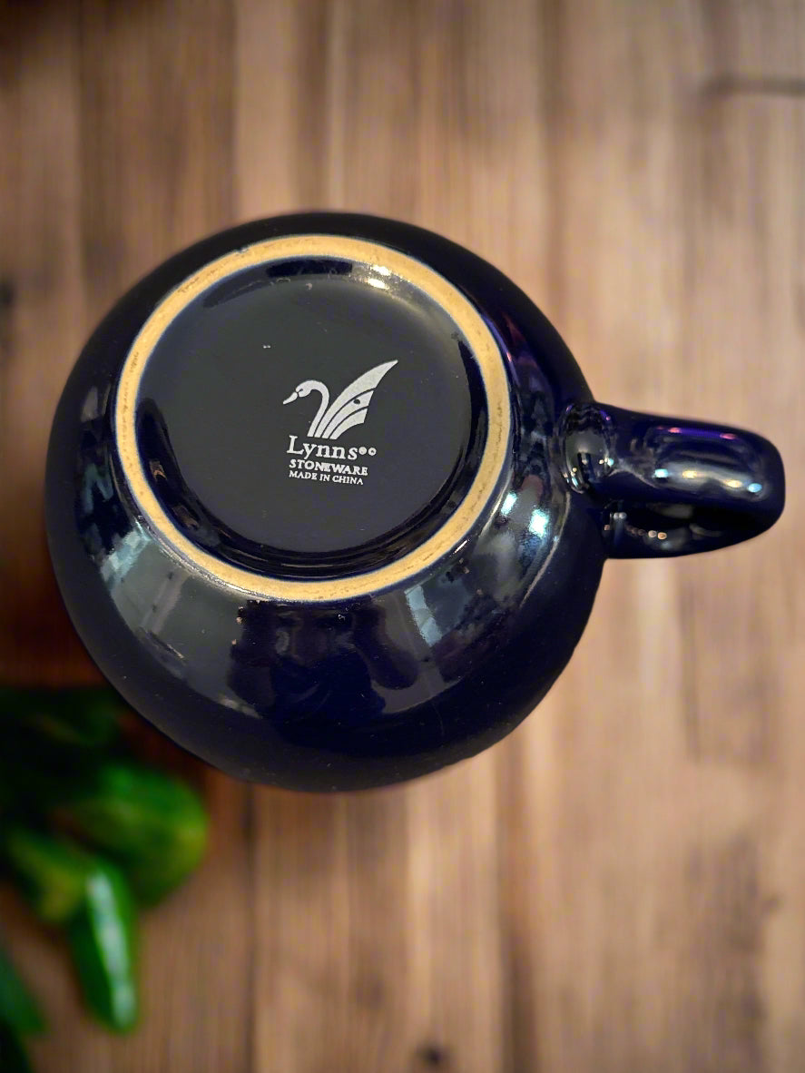 Lynns Stoneware Navy Blue Coffee Mug Cup 16oz Large