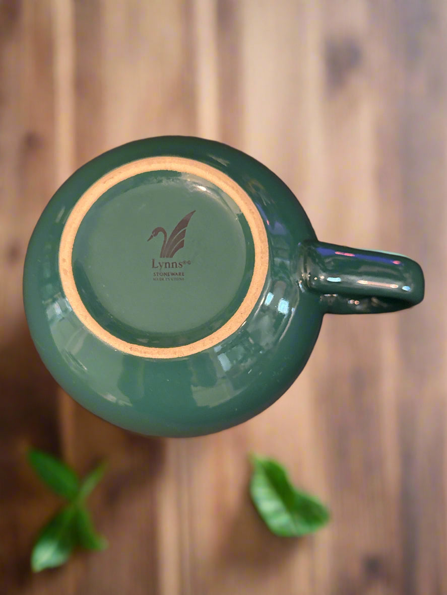 Lynns Stoneware Green Coffee Mug Cup 16oz Large