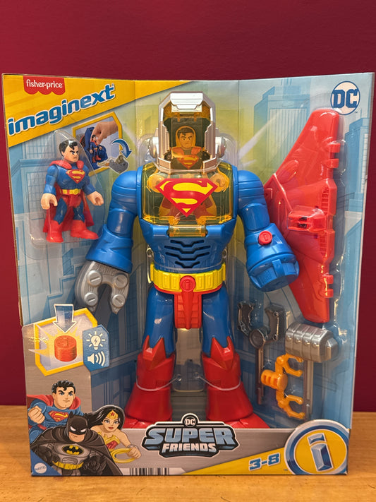Fisher Price Imaginext DC Super Friends Superman 12" Robot Toy w/ Lights & Sound New in Box