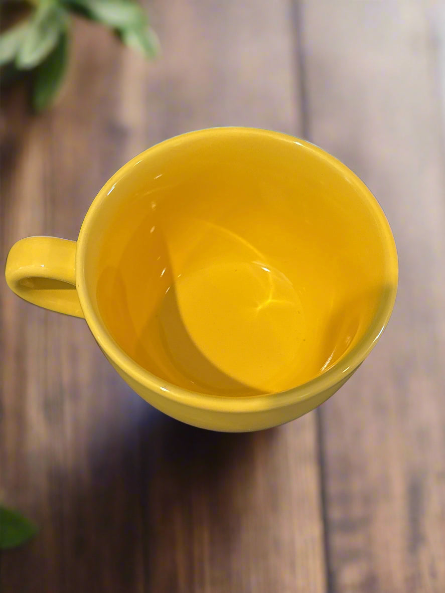 Lynns Stoneware Yellow Coffee Mug Cup 16oz Large