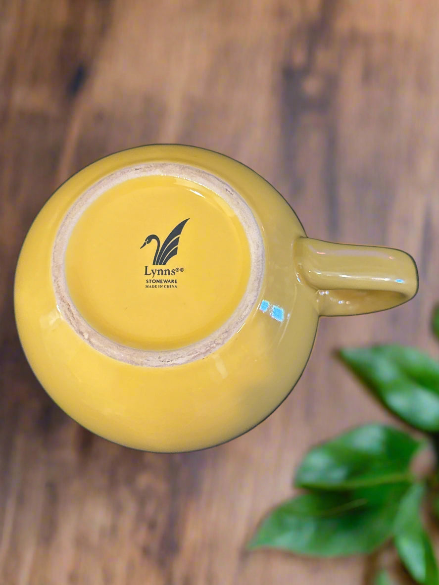 Lynns Stoneware Yellow Coffee Mug Cup 16oz Large