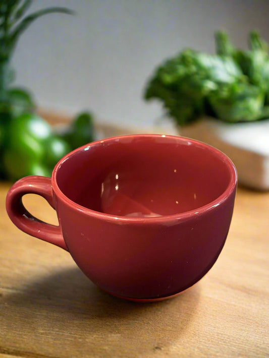 Lynns Stoneware Maroon Coffee Mug Cup 16oz Large
