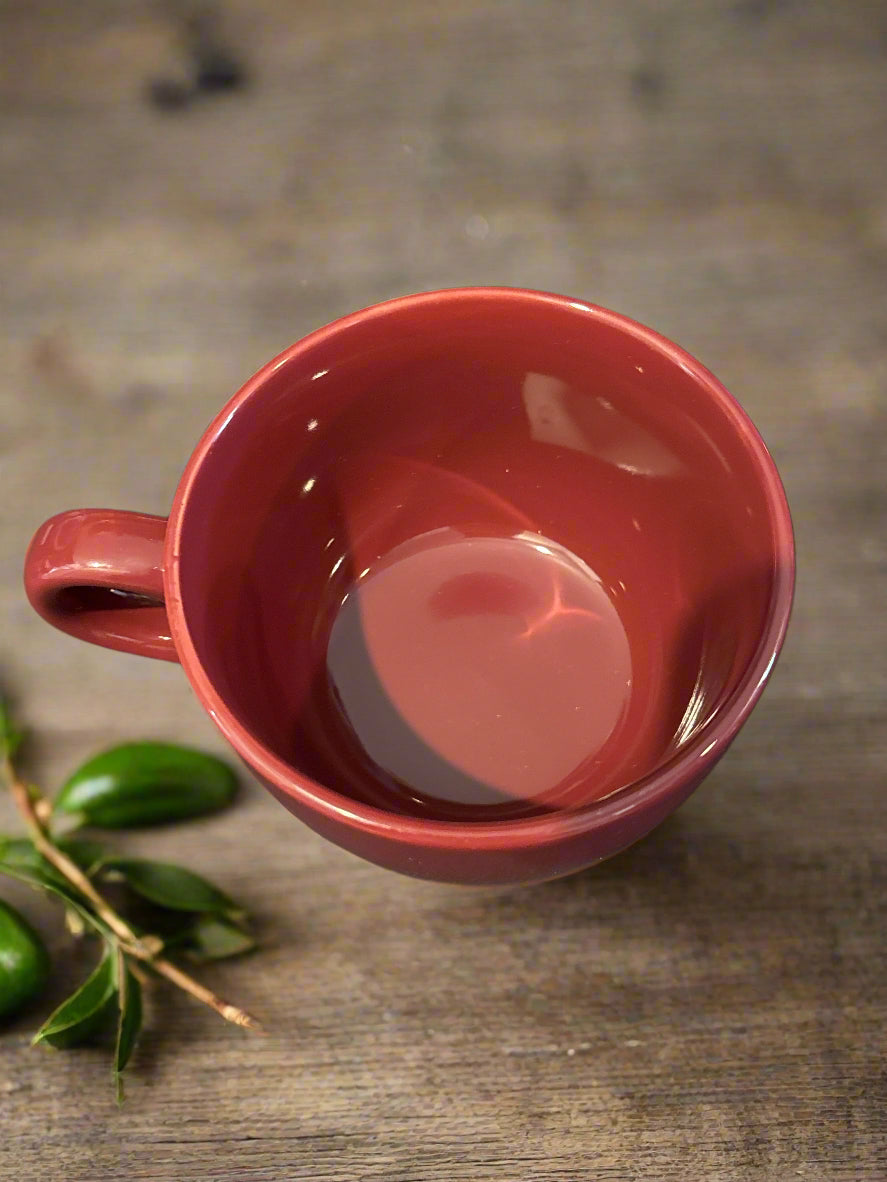 Lynns Stoneware Maroon Coffee Mug Cup 16oz Large