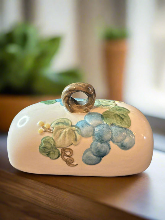 Metlox Poppytrail Sculptured Grapes Butter Dish Cover Only Made in CA 5.5" Long 2.75" Wide