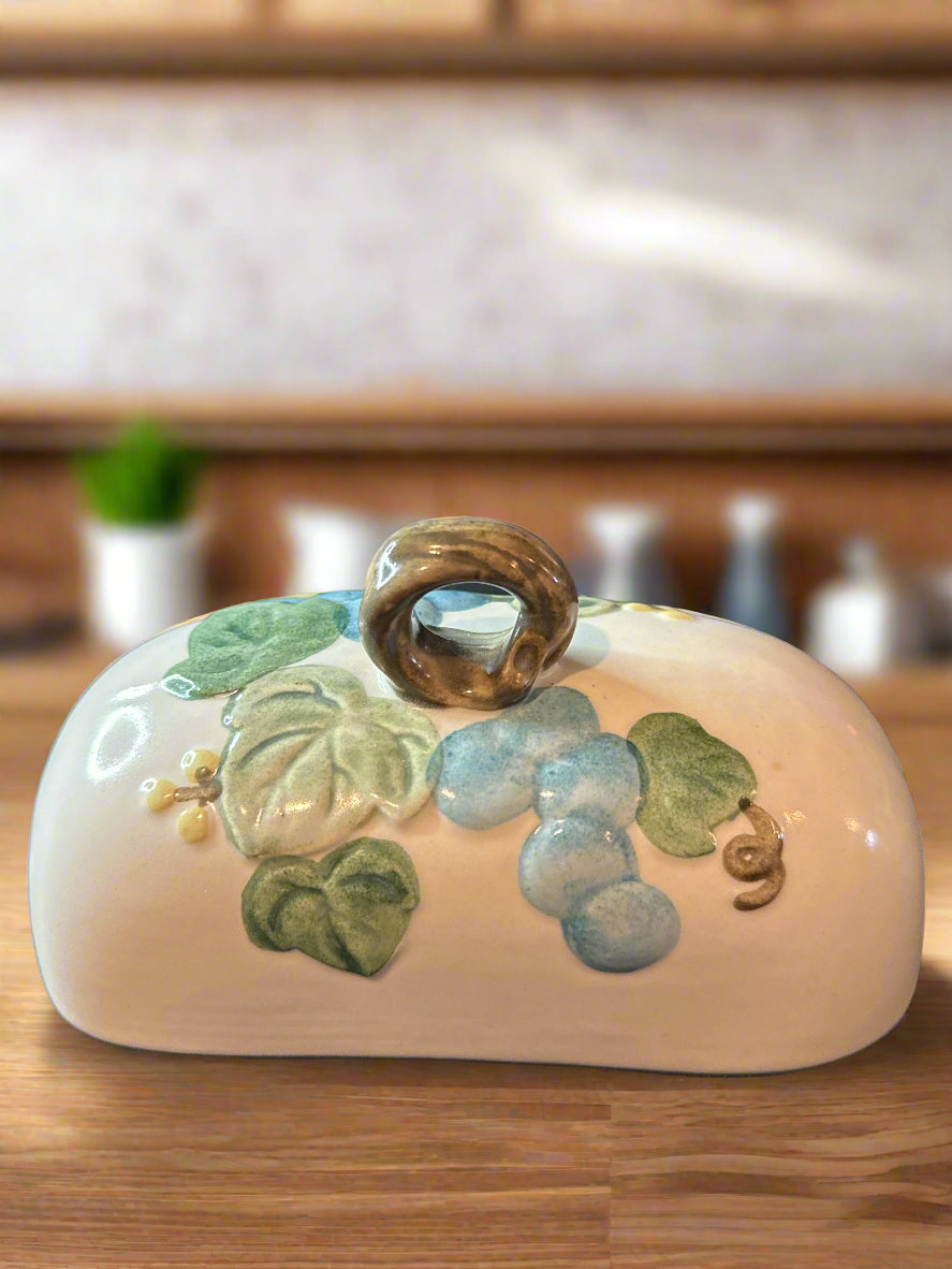 Metlox Poppytrail Sculptured Grapes Butter Dish Cover Only Made in CA 5.5" Long 2.75" Wide