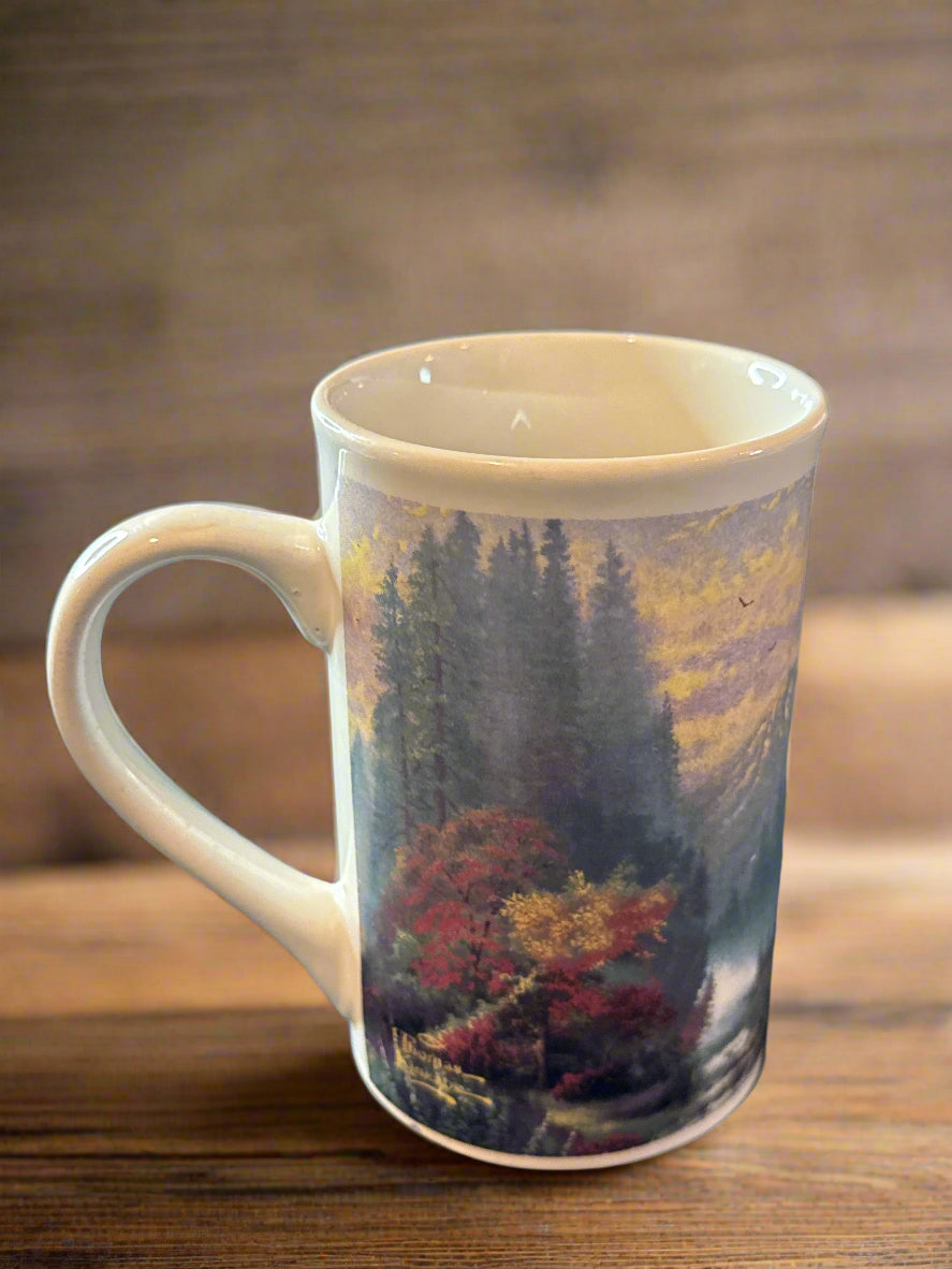 Thomas Kinkade The Forest Chapel 1999 Collectible Coffee Cup Mug 5" Tall
