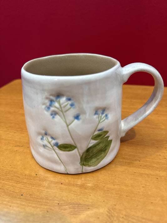 Potter's Studio Blue Floral Coffee Mug Cup 3.75" Tall New