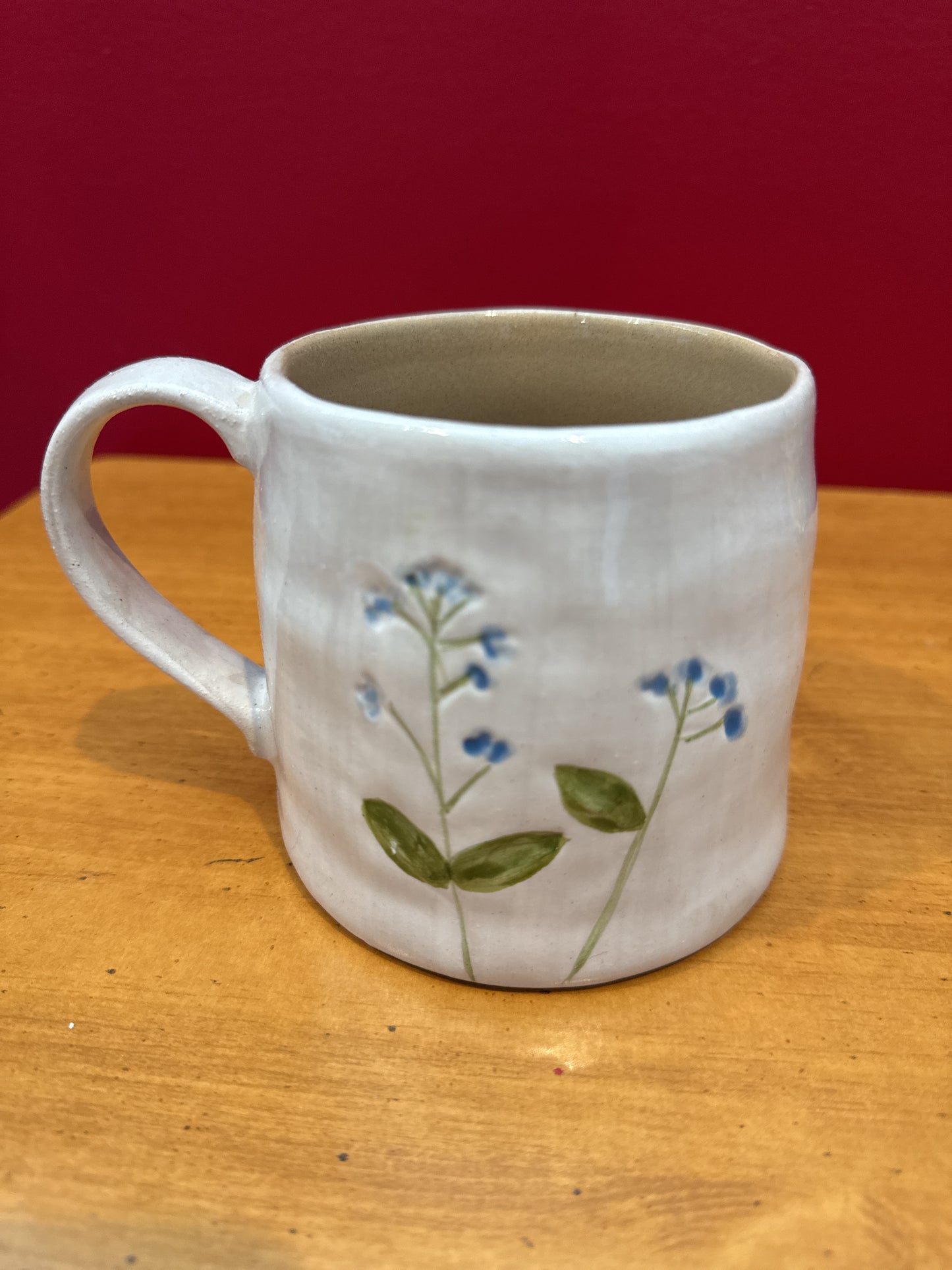 Potter's Studio Blue Floral Coffee Mug Cup 3.75" Tall New