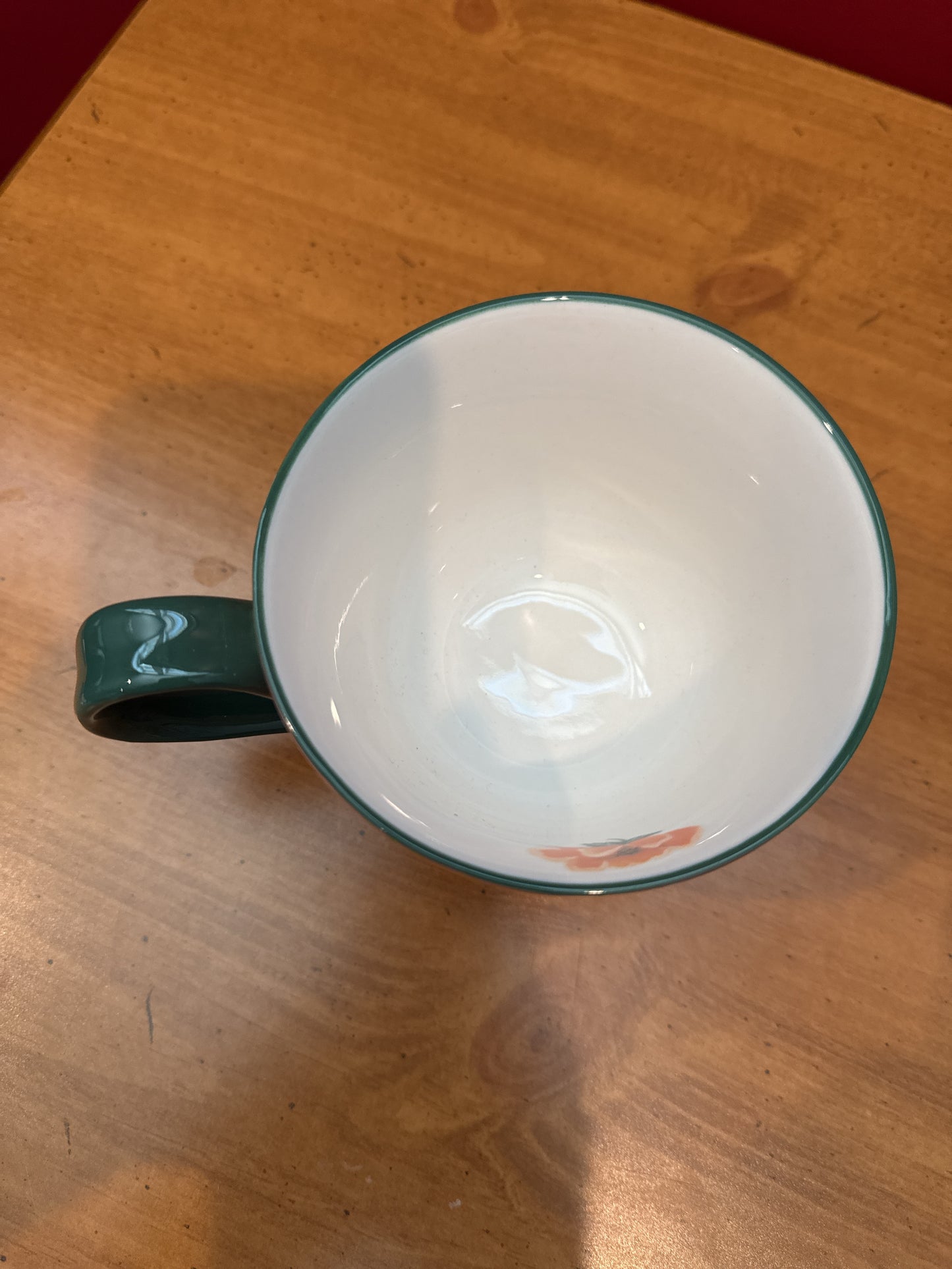Potter's Studio Green Floral Handle Footed Tea Coffee Cup 3.5" Tall New